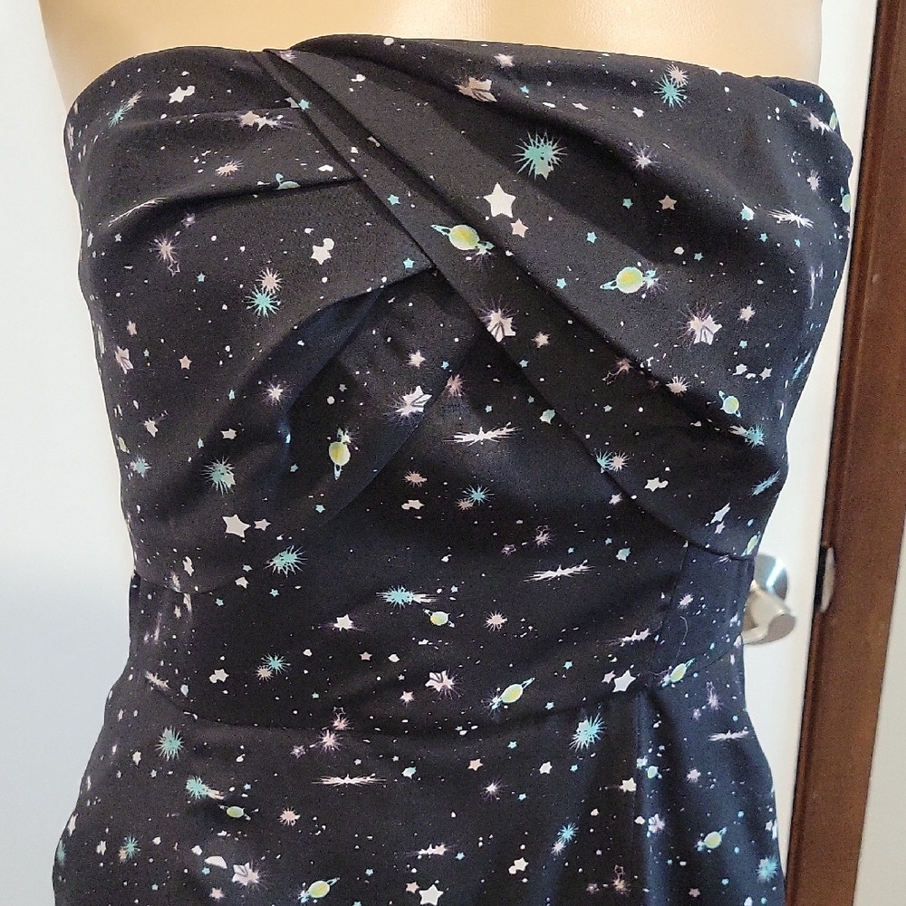 BCBGeneration Black Strapless Dress with Star Pattern